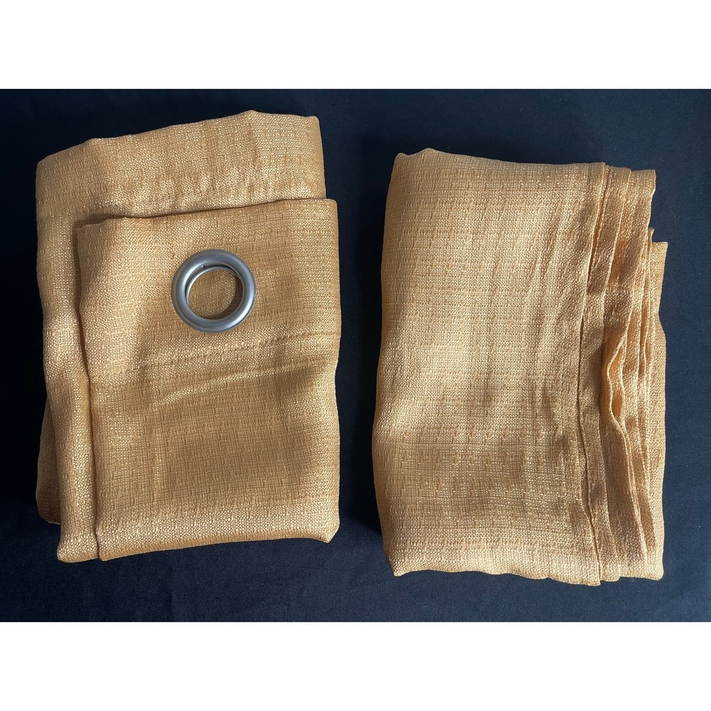 Mainstays Kingswood Fretwork Grommet Curtain Panel Brown Butter 27.5x84 Set of 2